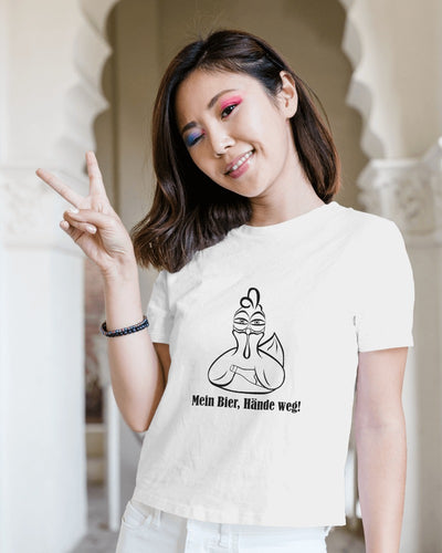 „Mein Bier, Finger Weg!“ Unisex-T-Shirt aus Bio-Baumwolle